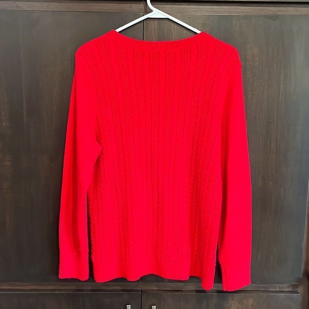 Talbots Red Cable Knit Button Shoulder Sweater Large - Picture 5 of 6